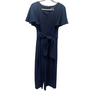 Tahari Jumpsuit Women's 12 Arthur S. Levine Navy Blue One Piece Pantsuit